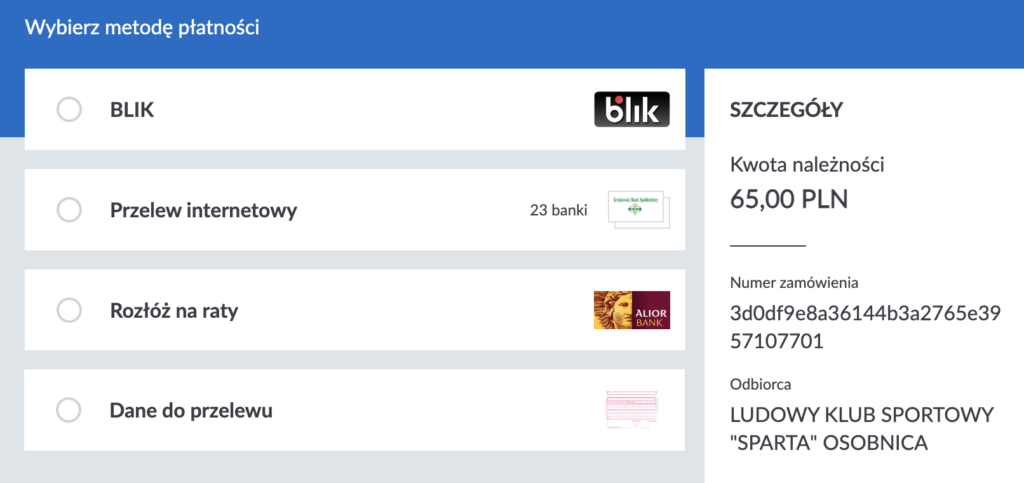 bramka płatnicza - metody płatności